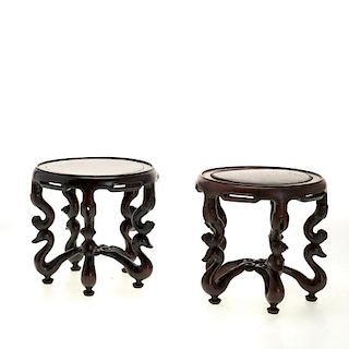 Pair large Chinese carved hardwood stands