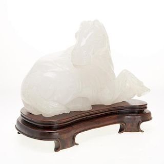 Huge Chinese carved rock crystal horse figure