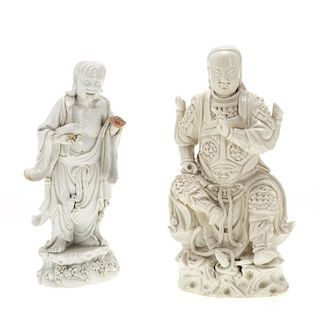 (2) Chinese blanc de chine figures