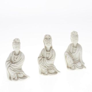 (3) Chinese blanc de chine Guanyin figures