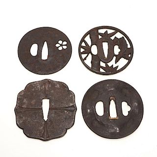 (4) Antique Japanese iron tsuba
