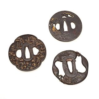 (3) Antique Japanese iron tsuba