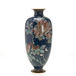 Tall Ando type Japanese cloisonne vase