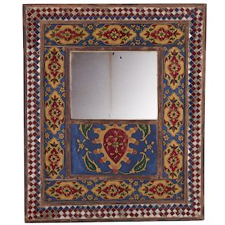 Antique Middle Eastern reverse painted mirror