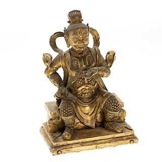 Sino-Tibetan gilt bronze Buddhist figure