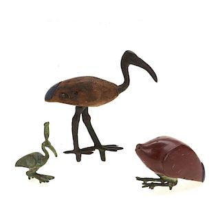 (3) Ancient Egyptian style wood and bronze ibis