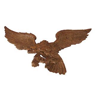 Massive American carved pine eagle plaque