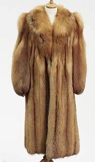 Vintage long haired red fox fur full length coat.