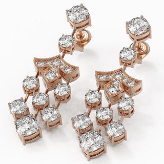 5.5 ctw Cushion Cut Diamond Designer Earrings 18K Rose Gold