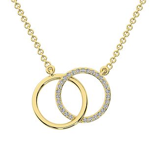 10K Yellow Gold 1/10 Ct.Tw. Diamond Interlinked Circle Necklace