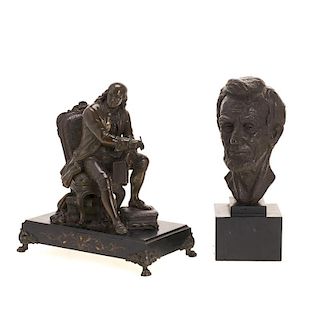 (2) American bronzed presidential sculptures