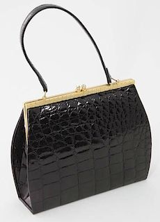 Vintage black alligator handbag