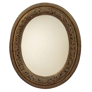 Continental Rococo giltwood oval wall mirror