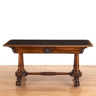 William IV leather inset library table
