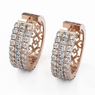 6.76 ctw Princess Cut Diamond Designer Earrings 18K Rose Gold