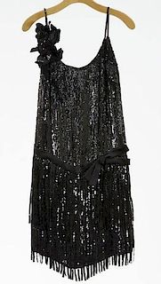 Vintage black sequin flapper dress