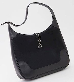 Hermes black swift and toile Trim II bag