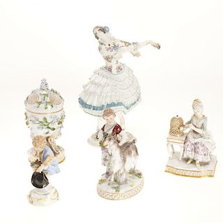 (5) Meissen porcelain figurines and articles