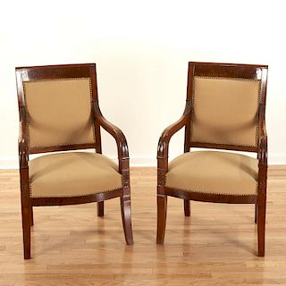 Pair Restauration style mahogany armchairs