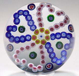 AN ANTIQUE BACCARAT MILLEFIORI HEARTS PAPERWEIGHT