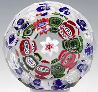 ANTIQUE PAPERWEIGHT WITH MILLEFIORI, POSSIBLY BOHEMIAN