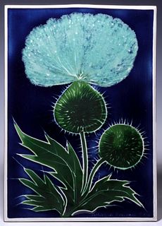 A LARGE ARABIA FINLAND PORCELAIN PLAQUE WITH THISTLE