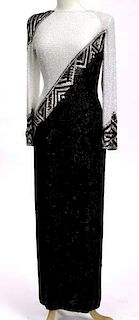 Bob Mackie black and white sequined evening gown