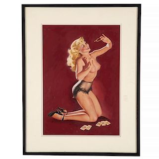 Manner of Gil Elvgren, pin-up drawing