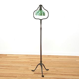 Attr. Tiffany Studios bronze, damascene floor lamp