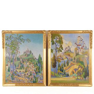 Pair paintings commissioned for Art Deco theatre