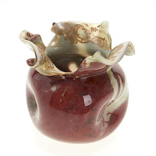 Victorian parcel gilt art glass vase