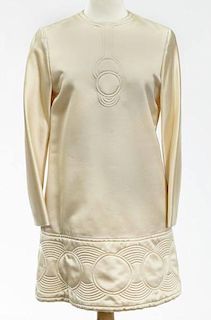 Pierre Cardin cream quilted silk cocktail dress,