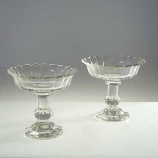 Pair Antique Anglo Irish cut glass compotes