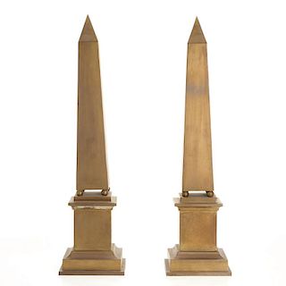 Tall pair Modern Italian brass obelisks