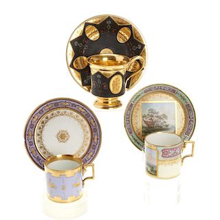 (3) Royal Vienna porcelain teacups/saucers