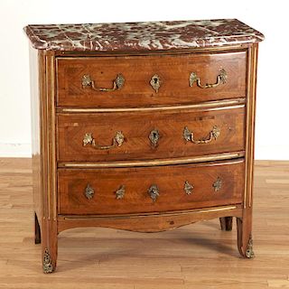 Nice Regence brass inlaid marble top commode