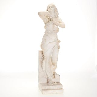 Antique Continental white marble figure of a gypsy