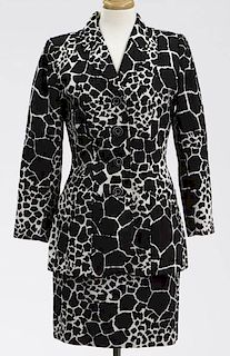 Yves St. Laurent giraffe print skirt suit