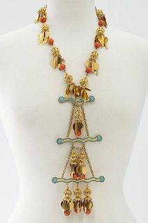 De Lillo coral and turquoise pendant necklace,