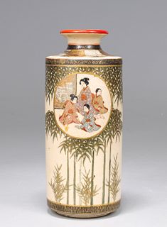 Japanese Satsuma Cylindrical Vase