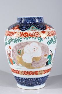 Chinese Famille Verte & Gilt Enameled Porcelain Vase