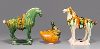 Three Chinese Glazed Ceramic Animals