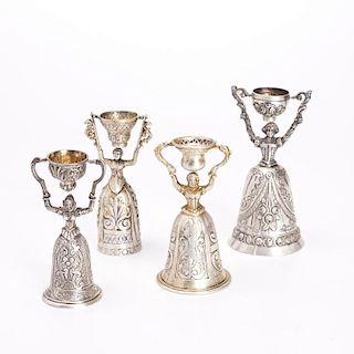 (4) Continental and German silver marriage cups
