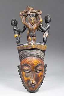 Carved African Funeral Procession Mask