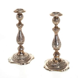 Nice pair Russian silver candlesticks