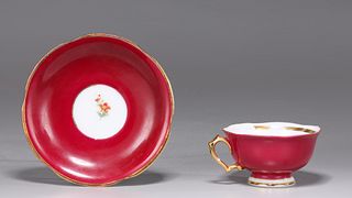 Painted Porcelain Cup & Saucer