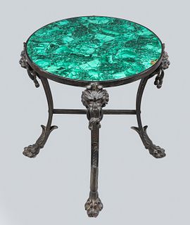 Monoped End Table with Malachite Top