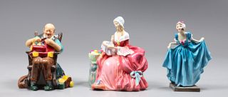 Group of Three Royal Doulton Figures, The Toy Maker, Penelope, Delight