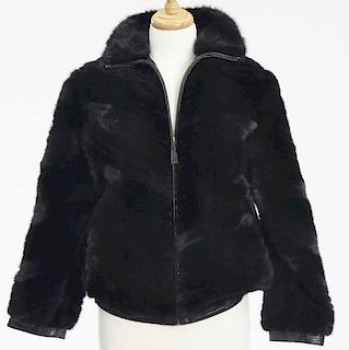 Vintage black mink chevron pattern jacket