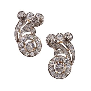 5.02 Ctw in Diamonds Art Deco Platinum Earrings